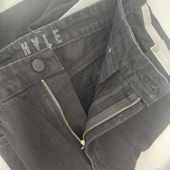 HALE Jeans Denim Size 29 Size Naia High Rise Straight Leg Side Stripes Raven - Picture 4 of 13